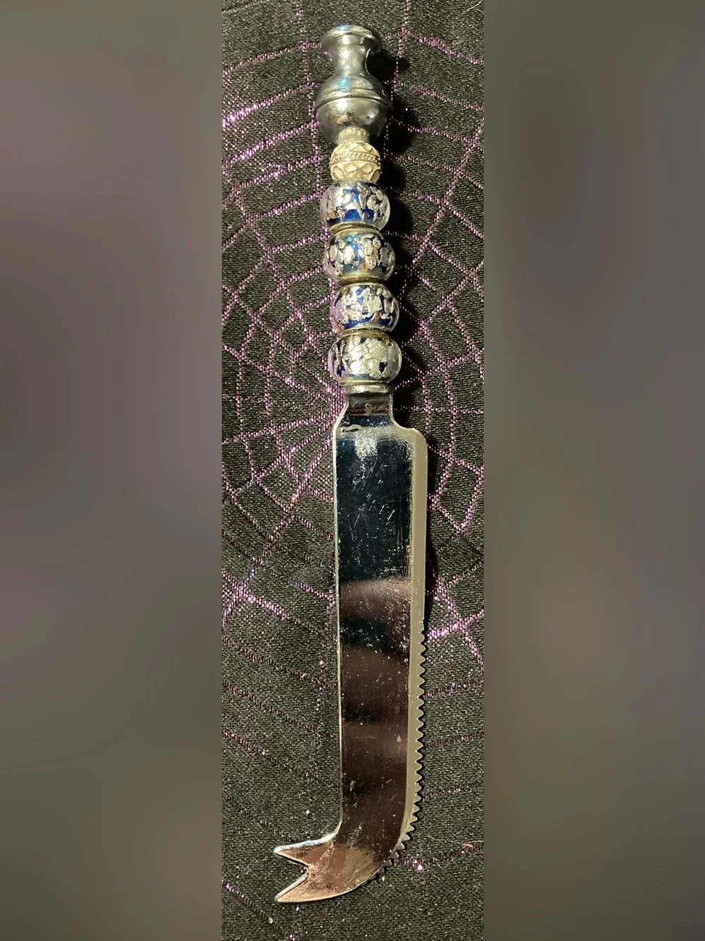 Dichroic Glass Beaded Handle Cheese Knife